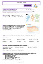 Aire d'une figure - Examen Evaluation en grandeurs et mesures pour la  : 8ème Harmos - PDF à imprimer