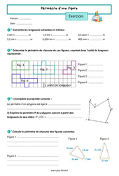 Périmètre d’une figure - Exercices de grandeurs et mesures pour la  : 8ème Harmos - PDF à imprimer