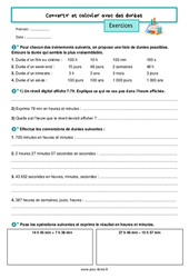 Calculer et convertir avec des durées - Exercices de grandeurs et mesures pour la  : 8ème Harmos - PDF à imprimer