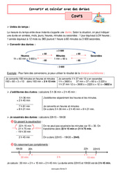 Calculer et convertir avec des durées - Cours de grandeurs et mesures pour la  : 8ème Harmos - PDF à imprimer