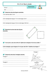 Aire d'une figure simple - Exercices de grandeurs et mesures pour la  : 8ème Harmos - PDF à imprimer