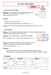 Aire d'une figure simple - Cours de grandeurs et mesures pour la  : 8ème Harmos - PDF à imprimer