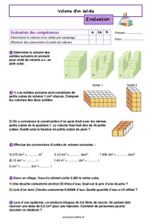 Volume d'un solide - Examen Evaluation de géométrie pour la  : 8ème Harmos - PDF à imprimer