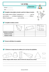 Les solides - Exercices de géométrie pour la  : 8ème Harmos - PDF à imprimer