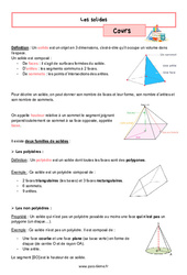 Les solides - Cours de géométrie pour la  : 8ème Harmos - PDF à imprimer