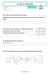 Le cube et le pavé droit - Exercices de géométrie pour la  : 8ème Harmos - PDF à imprimer