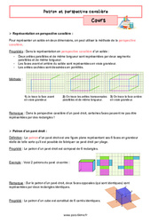 Patron et perspective cavalière - Cours de géométrie pour la  : 8ème Harmos - PDF à imprimer