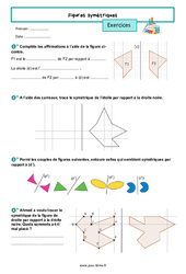 Figures symétriques - Exercices de géométrie pour la  : 8ème Harmos - PDF à imprimer