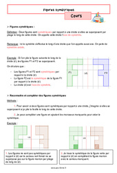 Figures symétriques - Cours de géométrie pour la  : 8ème Harmos - PDF à imprimer