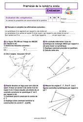 Propriétés de la symétrie axiale - Examen Evaluation de géométrie pour la  : 8ème Harmos - PDF à imprimer