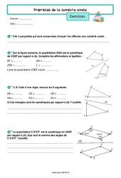 Propriétés de la symétrie axiale - Exercices de géométrie pour la  : 8ème Harmos - PDF à imprimer