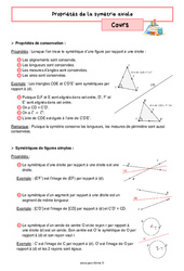 Propriétés de la symétrie axiale - Cours de géométrie pour la  : 8ème Harmos - PDF à imprimer