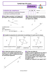 Symétrique d'un point - Examen Evaluation de géométrie pour la  : 8ème Harmos - PDF à imprimer