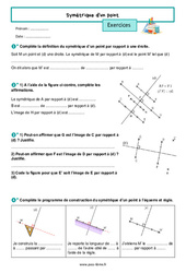 Symétrique d'un point - Exercices de géométrie pour la  : 8ème Harmos - PDF à imprimer