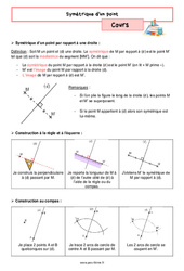 Symétrique d'un point - Cours de géométrie pour la  : 8ème Harmos - PDF à imprimer