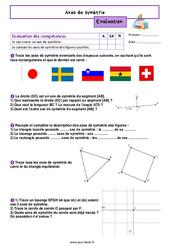 Axes de symétrie - Examen Evaluation de géométrie pour la  : 8ème Harmos - PDF à imprimer