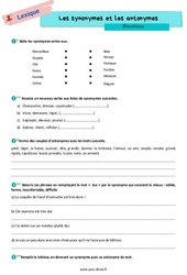 Les synonymes et les antonymes - Exercices de vocabulaire pour la  : 8ème Harmos - PDF à imprimer