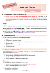 Nature et fonction - Cours de grammaire pour la  : 8ème Harmos - PDF à imprimer