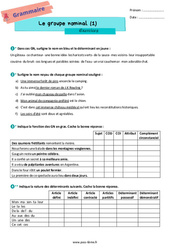 Le groupe nominal - Exercices de grammaire pour la  : 8ème Harmos - PDF à imprimer