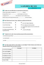 La polysémie des mots - Exercices de vocabulaire pour la  : 8ème Harmos - PDF à imprimer