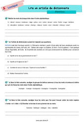 Lire un article du dictionnaire - Exercices de vocabulaire pour la  : 8ème Harmos - PDF à imprimer