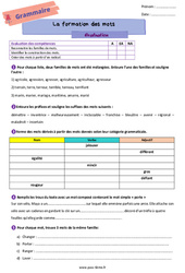 La formation des mots - Examen Evaluation de vocabulaire pour la  : 8ème Harmos - PDF à imprimer