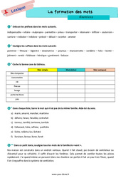 La formation des mots - Exercices de vocabulaire pour la  : 8ème Harmos - PDF à imprimer