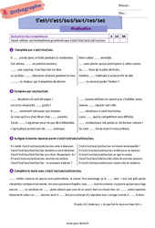 Homophones grammaticaux (S’est/c'est/sais/sait/ces/ses) - Examen Evaluation d'orthographe pour la  : 8ème Harmos - PDF à imprimer