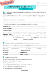 L’accord dans le groupe nominal - Exercices d'orthographe pour la  : 8ème Harmos - PDF à imprimer