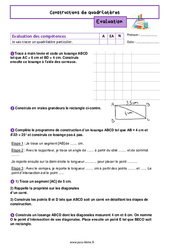 Constructions de quadrilatères - Examen Evaluation de géométrie pour la  : 8ème Harmos - PDF à imprimer