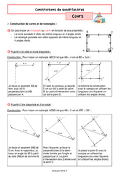 Constructions de quadrilatères - Cours de géométrie pour la  : 8ème Harmos - PDF à imprimer