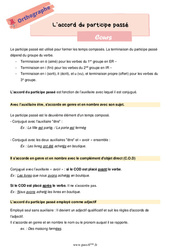 L’accord du participe passé - Cours d'orthographe pour la  : 8ème Harmos - PDF à imprimer