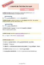 L’accord de l'attribut du sujet - Cours d'orthographe pour la  : 8ème Harmos - PDF à imprimer