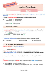 L’adjectif qualificatif - Cours de grammaire pour la  : 8ème Harmos - PDF à imprimer