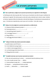 Les pronoms - Exercices de grammaire pour la  : 8ème Harmos - PDF à imprimer