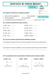 Soustraction de nombres décimaux - Exercices de nombres et calculs pour la  : 8ème Harmos - PDF à imprimer