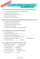 Les pronoms démonstratifs et possessifs - Exercices de grammaire pour la  : 8ème Harmos - PDF à imprimer