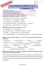 La terminaison des verbes en [é] et [è] - Examen Evaluation d'orthographe pour la  : 8ème Harmos - PDF à imprimer