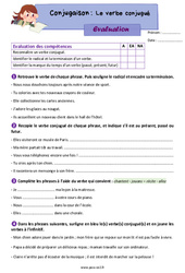 Le verbe conjugué - Évaluation de conjugaison : 5ème Harmos - PDF à imprimer