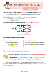 Le verbe conjugué - Cours, Leçon de conjugaison : 5ème Harmos - PDF gratuit à imprimer