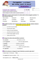 Le présent des verbes vouloir et pouvoir - Évaluation de conjugaison : 5ème Harmos - PDF à imprimer