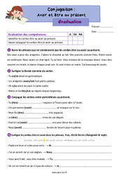 Avoir et être au présent - Évaluation de conjugaison : 5ème Harmos - PDF à imprimer