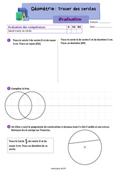 Tracer des cercles - Évaluation de géométrie : 5ème Harmos - PDF à imprimer