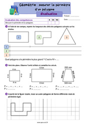 Mesurer le périmètre d’un polygone - Évaluation de géométrie : 5ème Harmos - PDF à imprimer