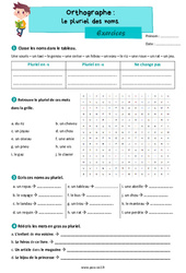 Le pluriel des noms - Exercices d'orthographe : 5ème Harmos - PDF à imprimer