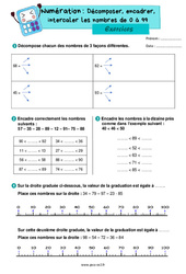 Décomposer, encadrer et intercaler les nombres de 0 à 99 - Exercices de numération : 5ème Harmos - PDF à imprimer