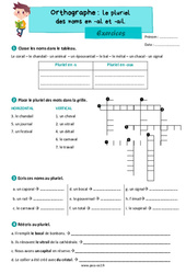 Le pluriel des noms en - al et - ail - Exercices d'orthographe : 5ème Harmos - PDF à imprimer