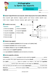 Le féminin des adjectifs - Exercices d'orthographe : 5ème Harmos - PDF à imprimer