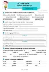 L'accord dans le groupe nominal - Exercices d'orthographe : 5ème Harmos - PDF à imprimer