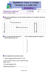 Tracer un triangle rectangle ou un angle droit - Évaluation de géométrie : 5ème Harmos - PDF à imprimer